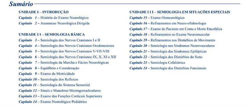 semiologia neurologica - sumario