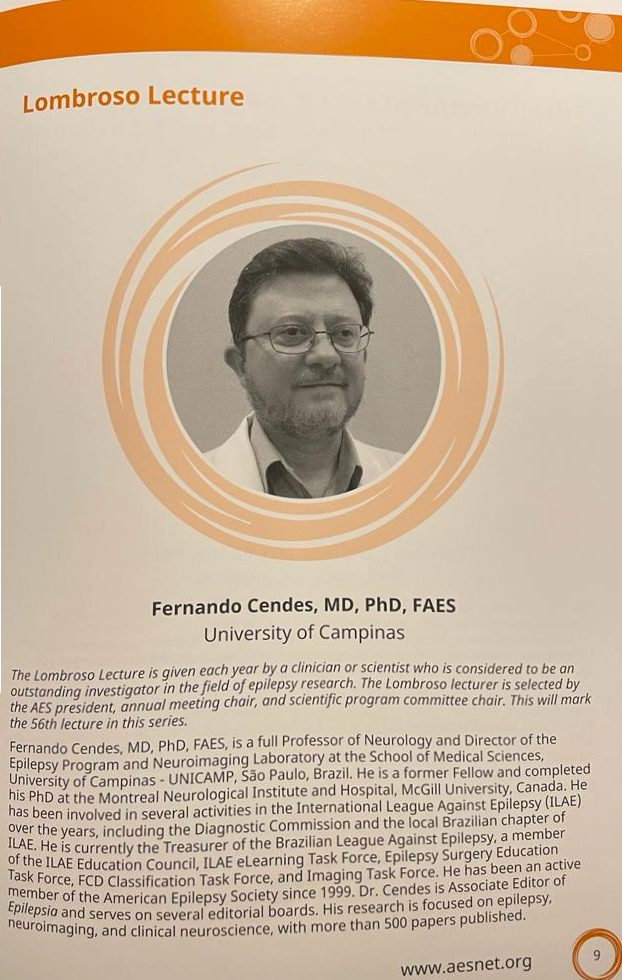 CEPID BRAINN - Fernando Cendes na Lombroso Lecture - AES 2022 - folheto